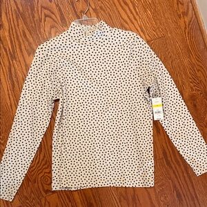 Kim Rogers Cream and Black Polka Dot Turtleneck